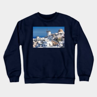 The famous windmills in Oia of Santorini, Greece Crewneck Sweatshirt